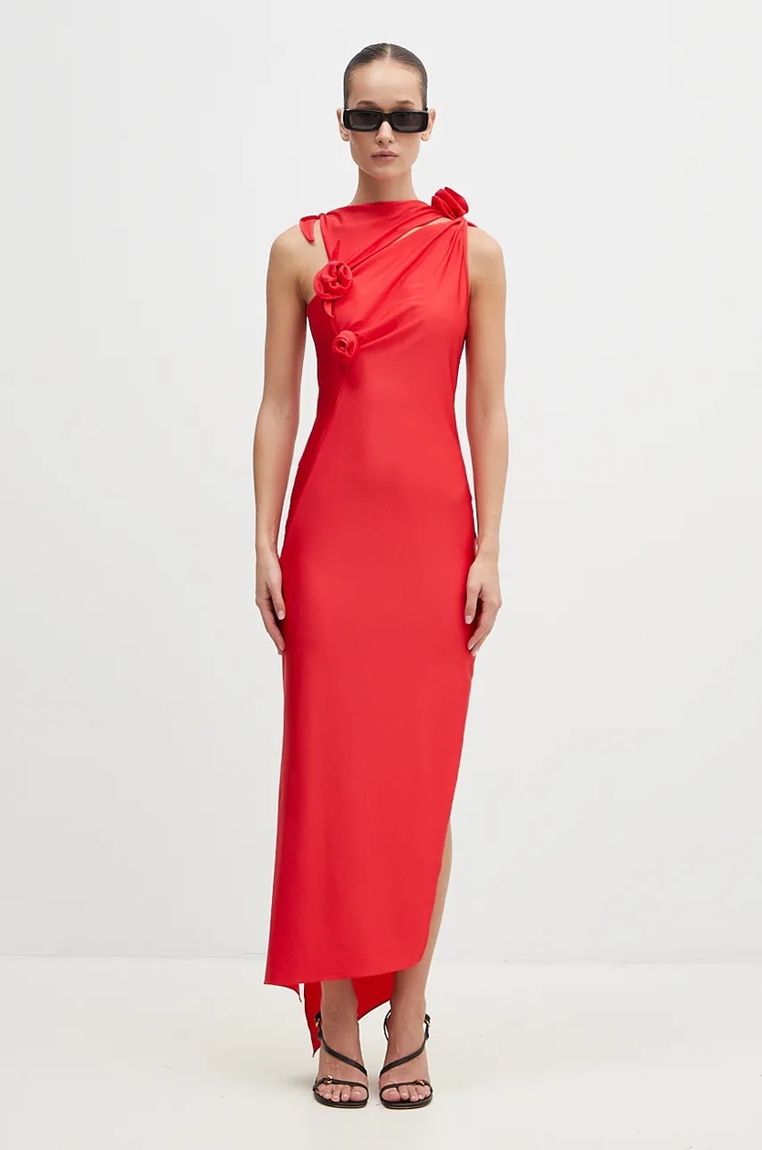 Coperni dress Asymmetric Flower Gown red color COPR44545 at