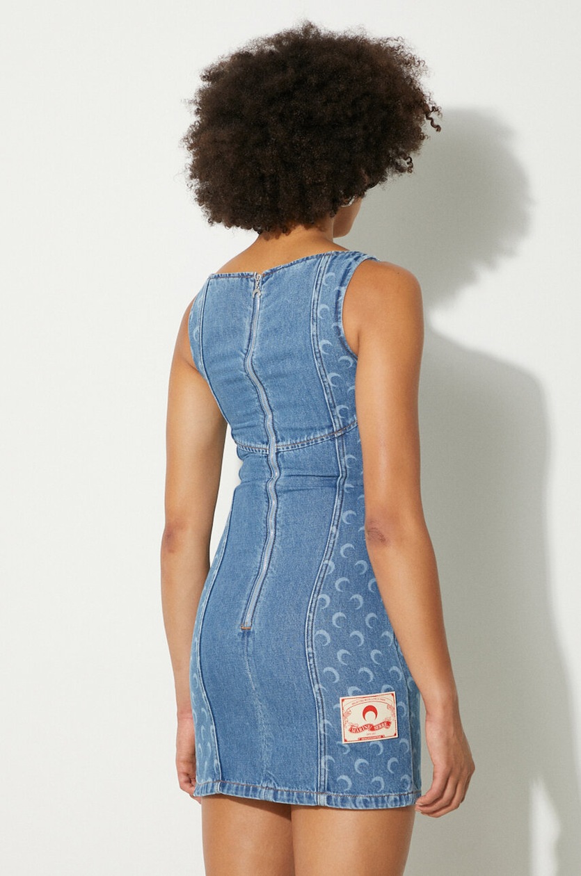 【関税&送料込】Marine Serre Denim Dungarees Dress Marine Serre Denim Mini Dress | Blue | FARFETCH