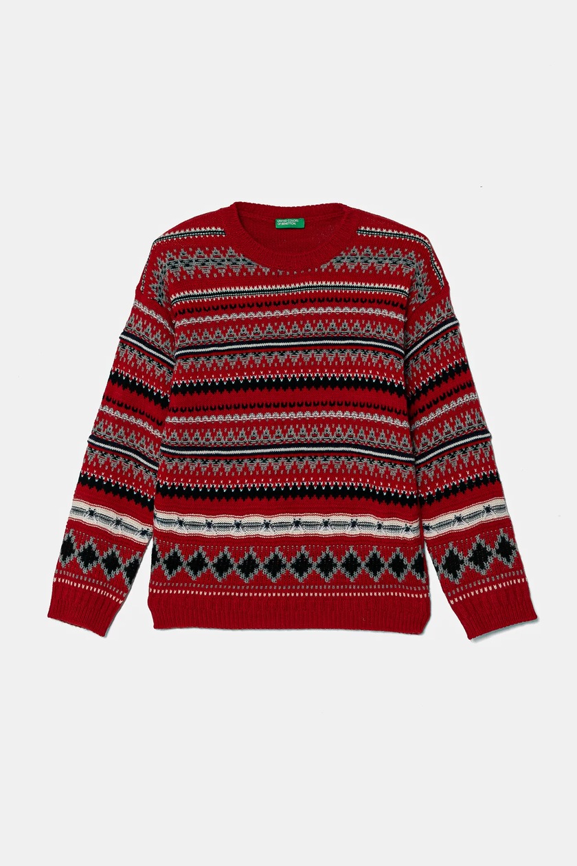 Red Benetton Maglione Rosso Maglione Benetton Cavallo Maglione