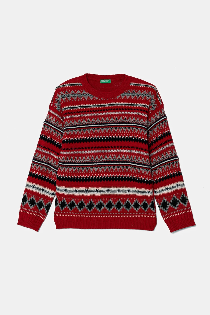 Red Benetton Maglione Rosso Maglione Benetton Cavallo Maglione