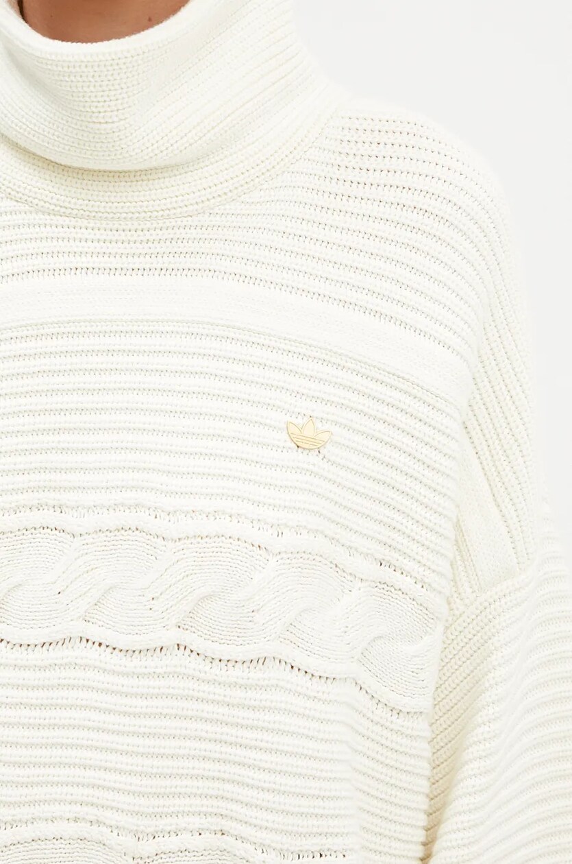 adidas Originals cotton jumper OS Turtleneck beige color
