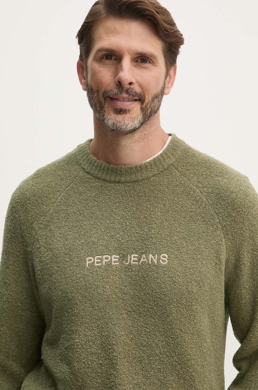 Maglione Pepe Jeans Castle Uomo - Girocollo, Viscosa E Nylon, Design Elegante Con Ricamo