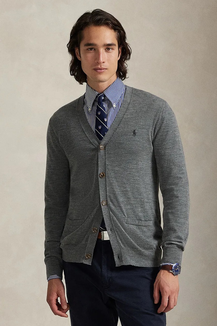 Human Made cardigan Low Gauge Knit Cardigan men's gray color