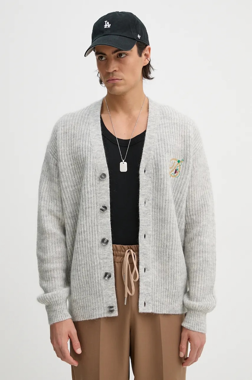 Human Made cardigan Low Gauge Knit Cardigan men's gray color Human Made cardigan Low Gauge Knit Cardigan men's gray color