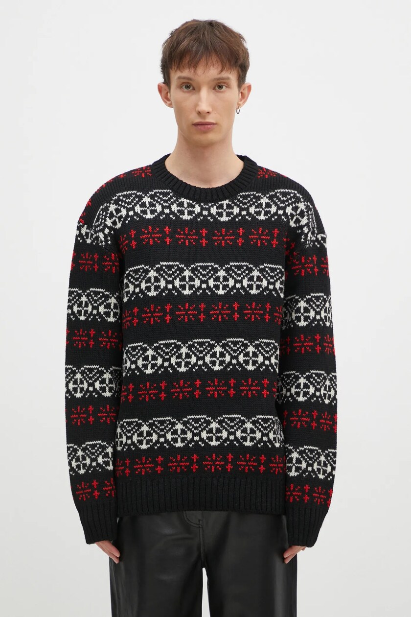 Mens black round neck jumper hotsell