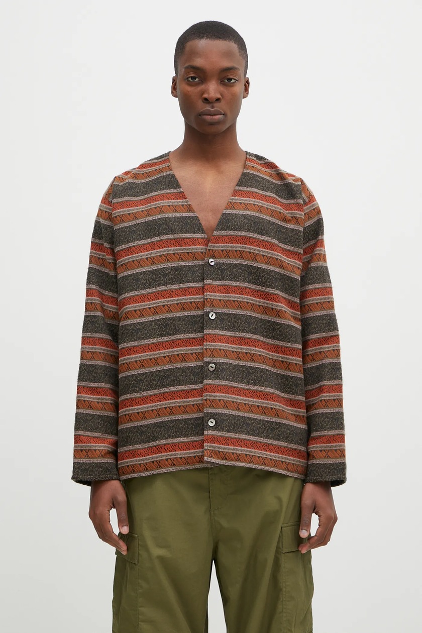 Needles cardigan with mohair Paisley beige color RW356 at PRM US