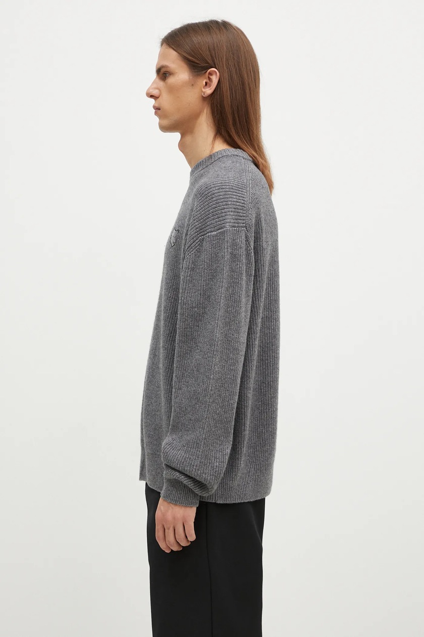 Maison Kitsuné woolen jumper Bold Fox Head Patch men's gray color