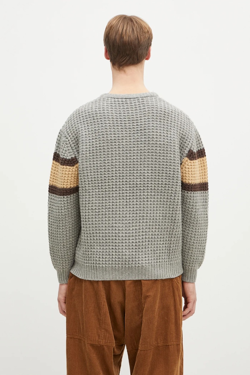 【U LAN】Harry Pigment Big Pocket Cotton Work Jumper PLEASURES woolen jumper Twitch Chunky Knit men's gray color