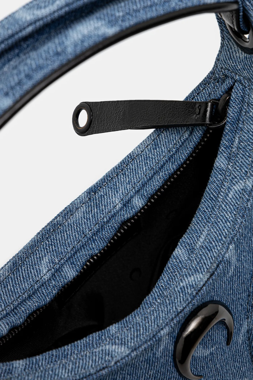 関税送料込◆MARINE SERRE ◆ムーンレーザーデニム ミニバッグ Marine Serre denim handbag Moon Laser Denim Futura Mini blue