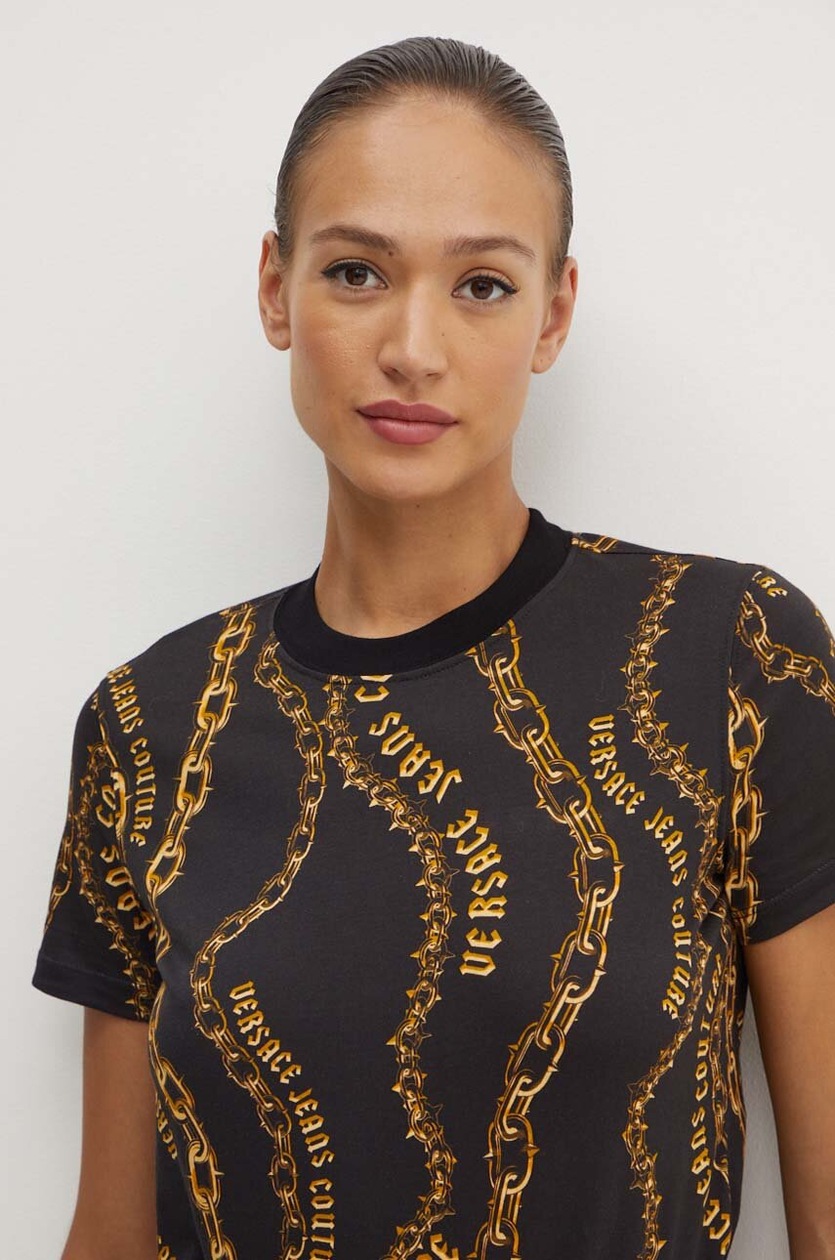 Versace Jeans Couture t-shirt bawełniany damski kolor czarny