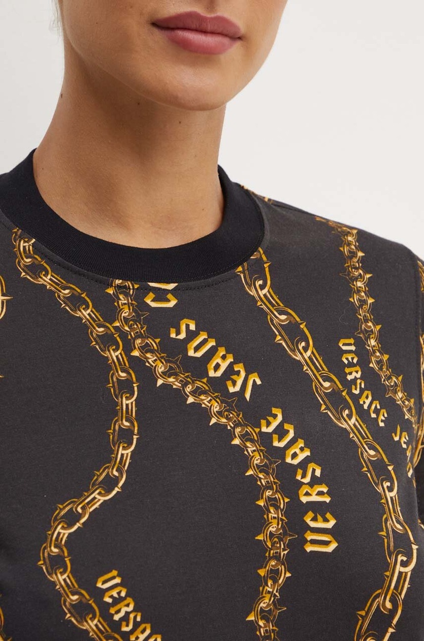 Versace Jeans Couture t-shirt bawełniany damski kolor czarny