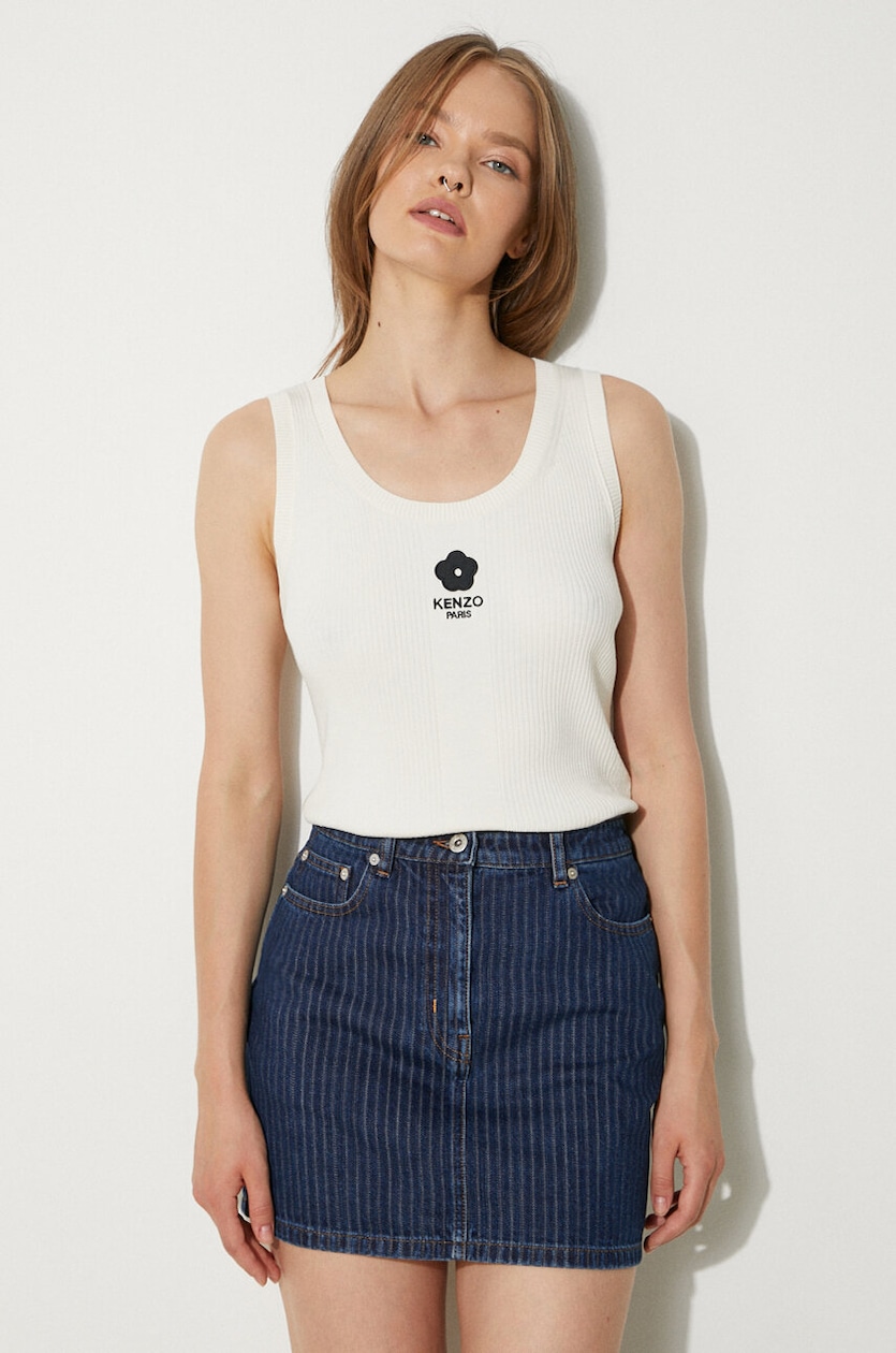 Kenzo top Boke 2.0 Rib Tank Top women's beige color FE62PU4733LG