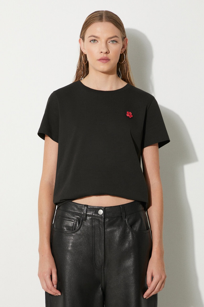 Kenzo cotton t-shirt Gots Star Tiger Emb Loose women's black