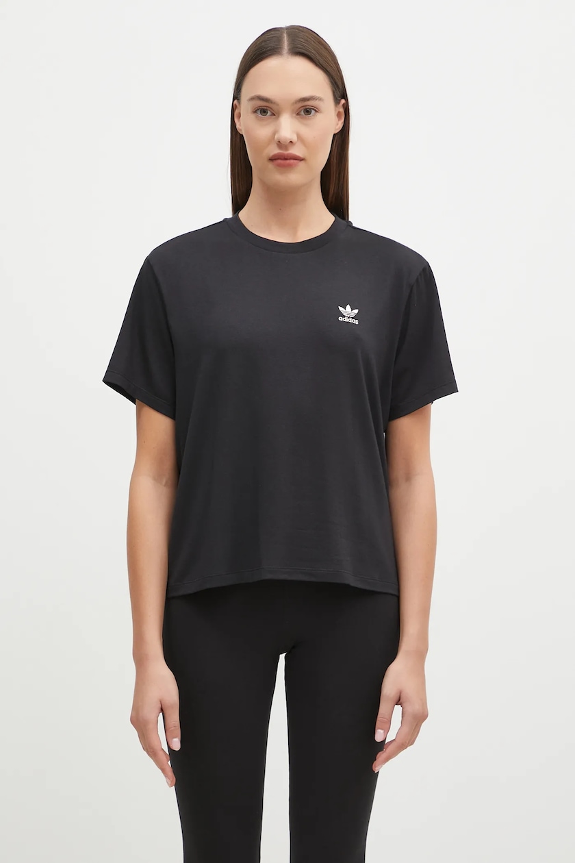 adidas Originals t shirt Trefoil Tee Leopard women s black color IW8475 at PRM US