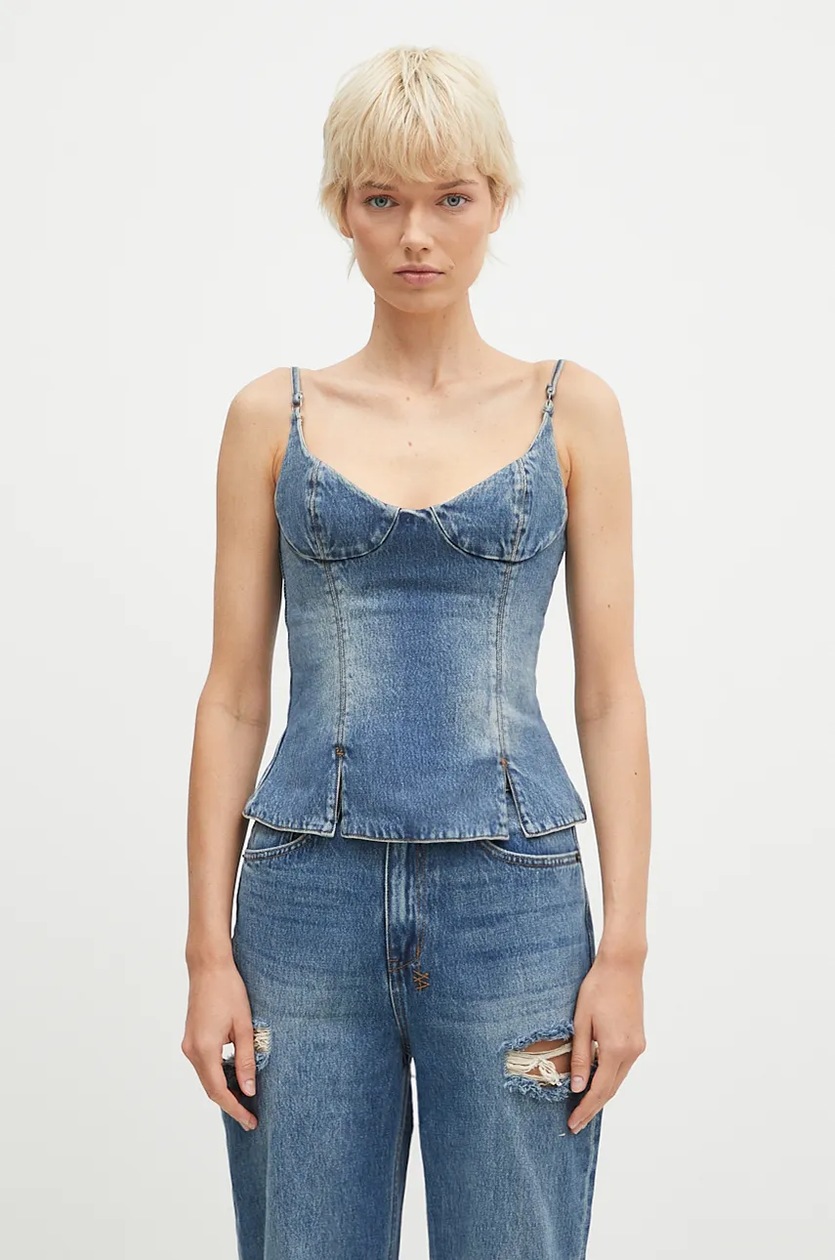 【在庫僅少】 denim KSUBI blouse EU PRM Aged Bustier Athena シャツ/ブラウス(半袖/袖なし)