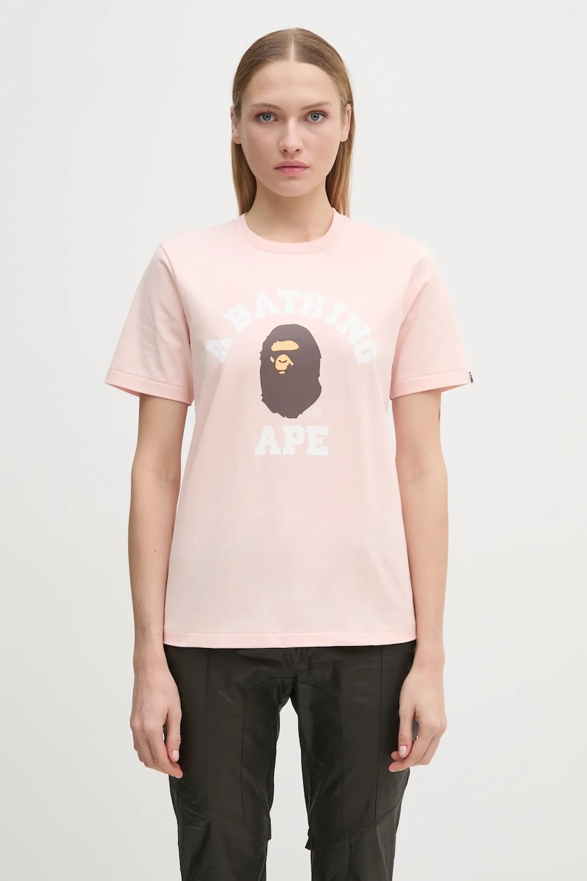 A Bathing Ape cotton t shirt COLLEGE TEE women s orange color 1K80210001