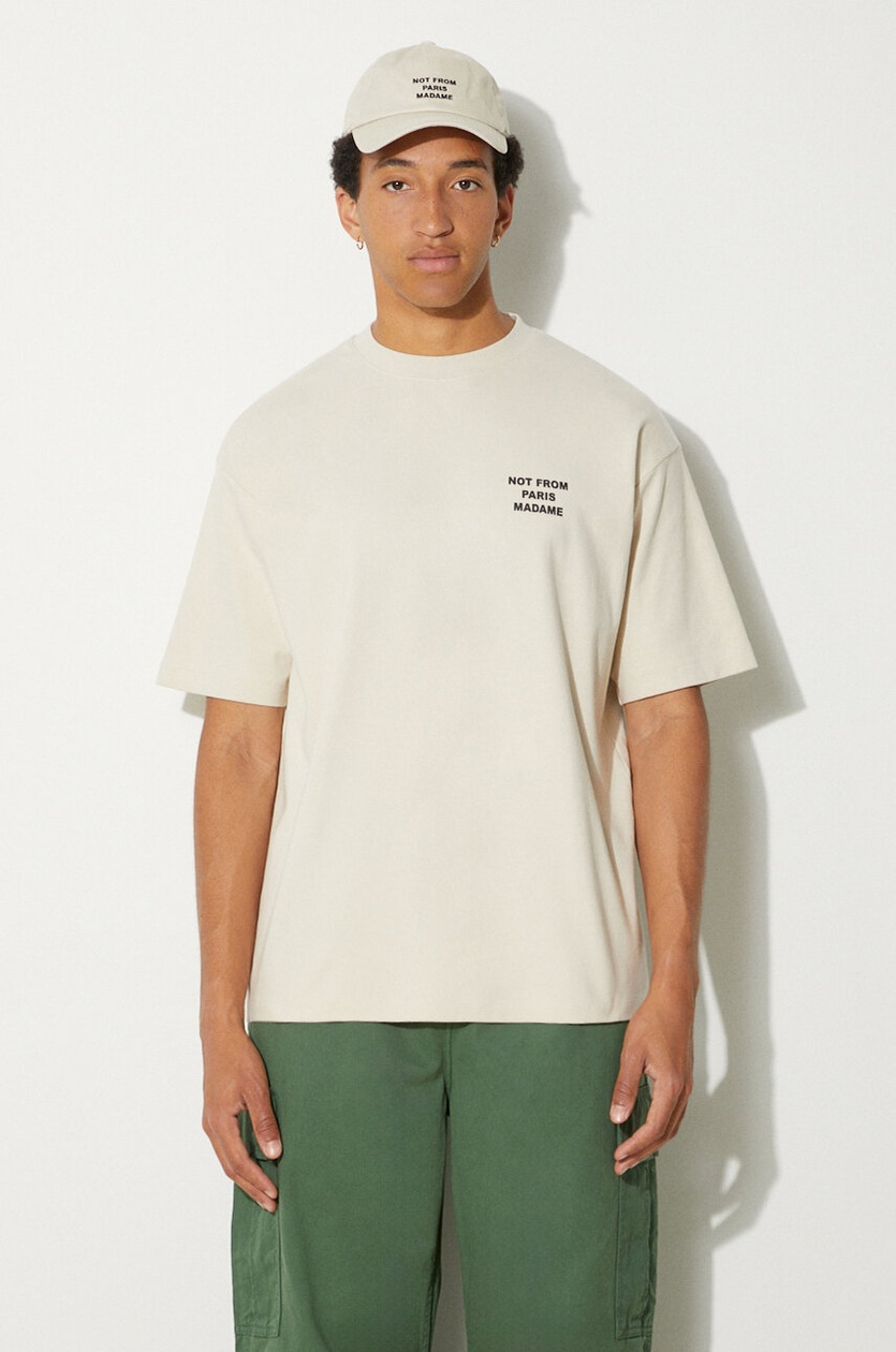 Tシャツ・カットソー DROLE DE MONSIEUR Men T Shirts TS226CO002CM Beige DRÔLE DE MONSIEUR T-shirt kolor beżowy