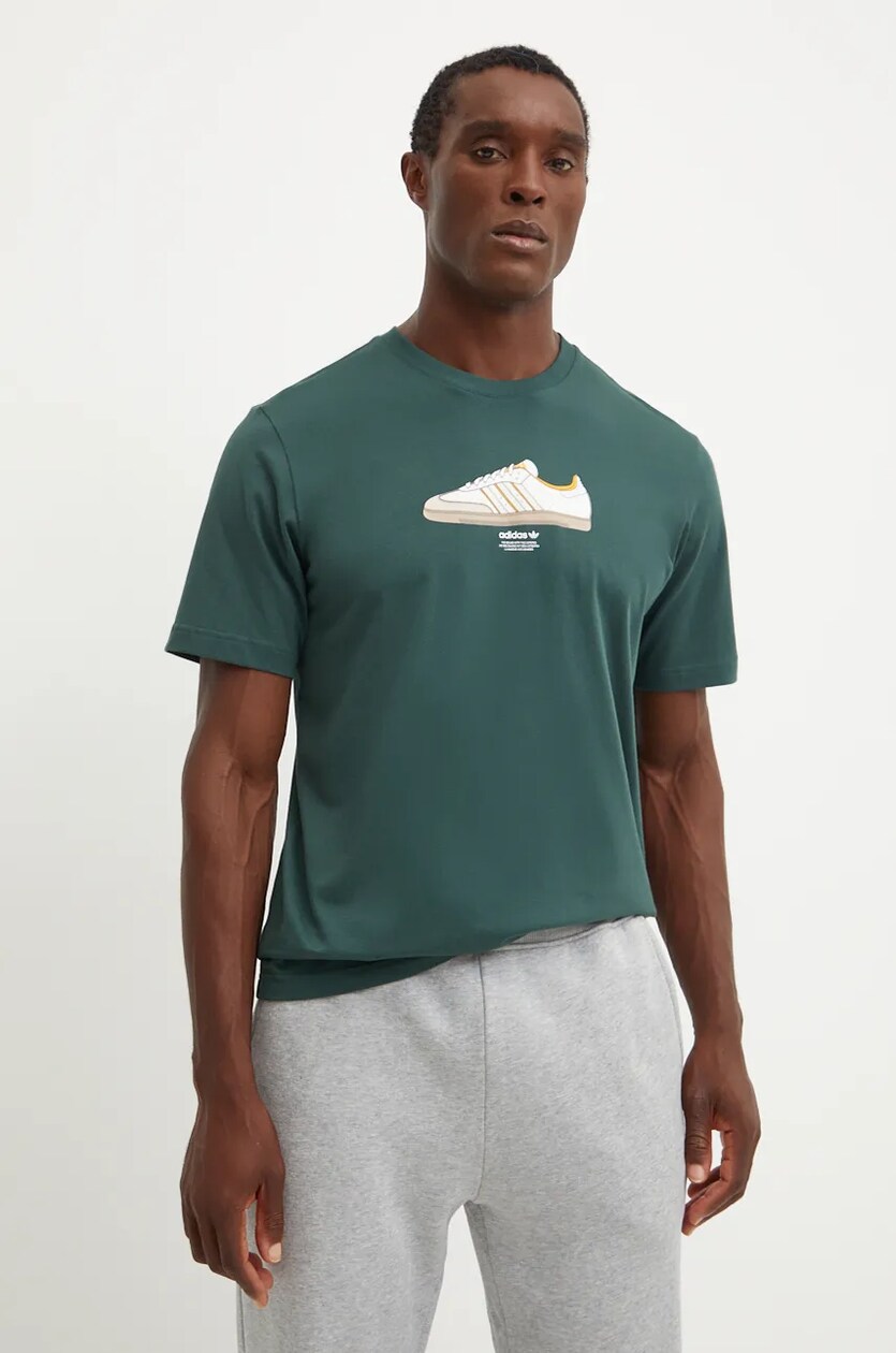 adidas Originals t shirt bawe niany m ski kolor zielony z nadrukiem IX6717 Answear