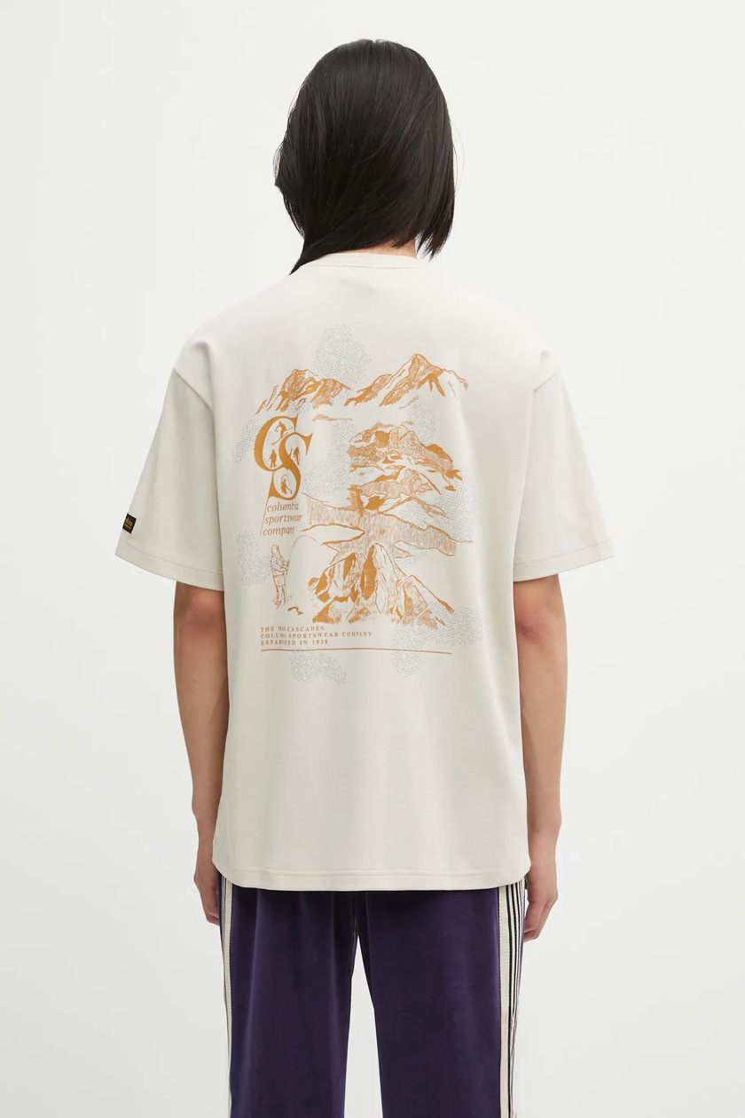★★Columbia★★ BS NYC 1754 SS TSHIRTS Natural Beige CIW2UT Columbia t-shirt CSC Heritage men's beige color with a print