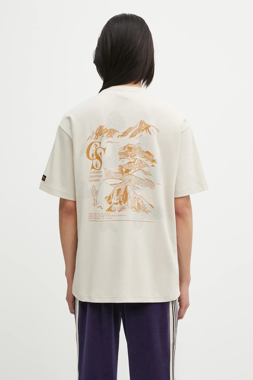Columbia t-shirt CSC Heritage men's beige color with a print Columbia t-shirt CSC Heritage men's beige color with a print