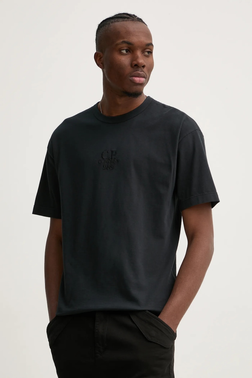 Tシャツ・カットソー C.P. COMPANY Men T-shirt Navy 18CMKN192A110307A 888 C.P. Company cotton t-shirt 20/1 Jersey Boxy Logo PRM EU