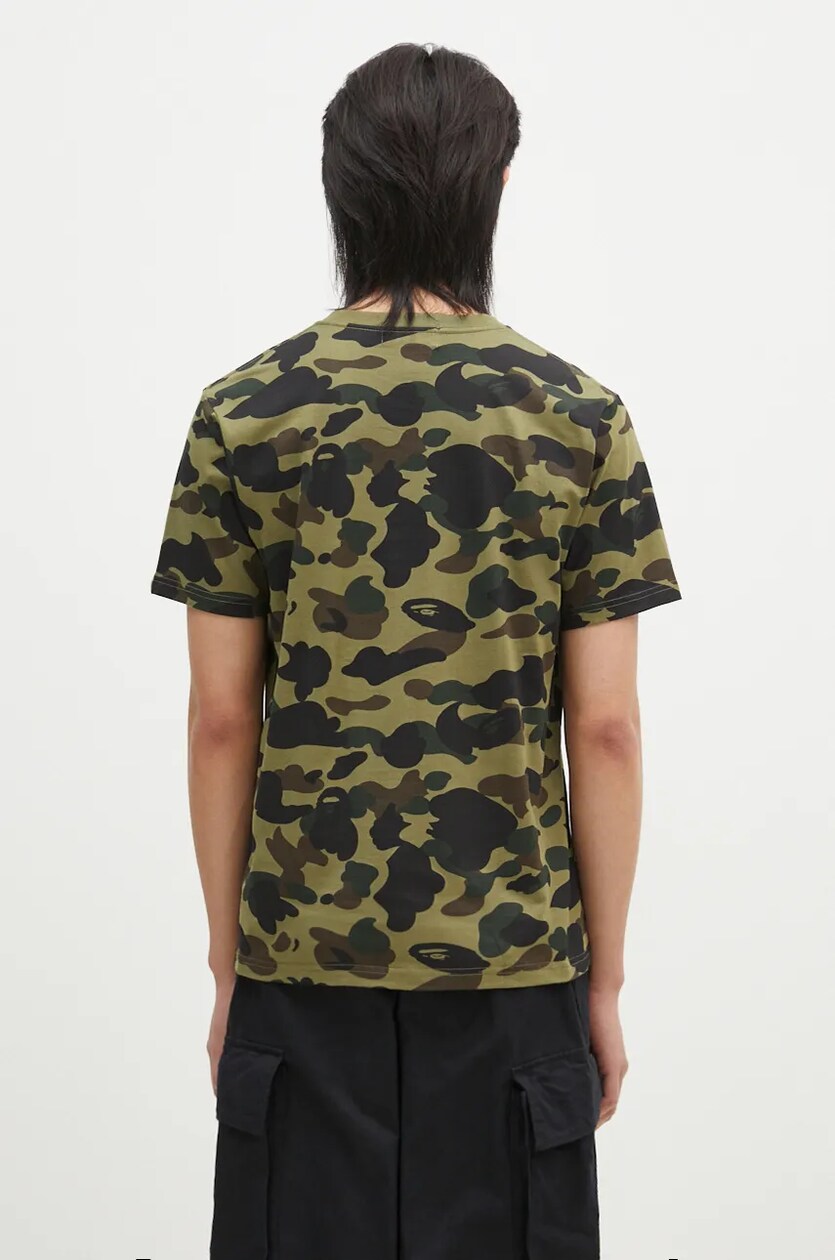 A Bathing Ape cotton t shirt 1ST CAMO ONE POINT TEE men s green color 1K80109006 at PRM US