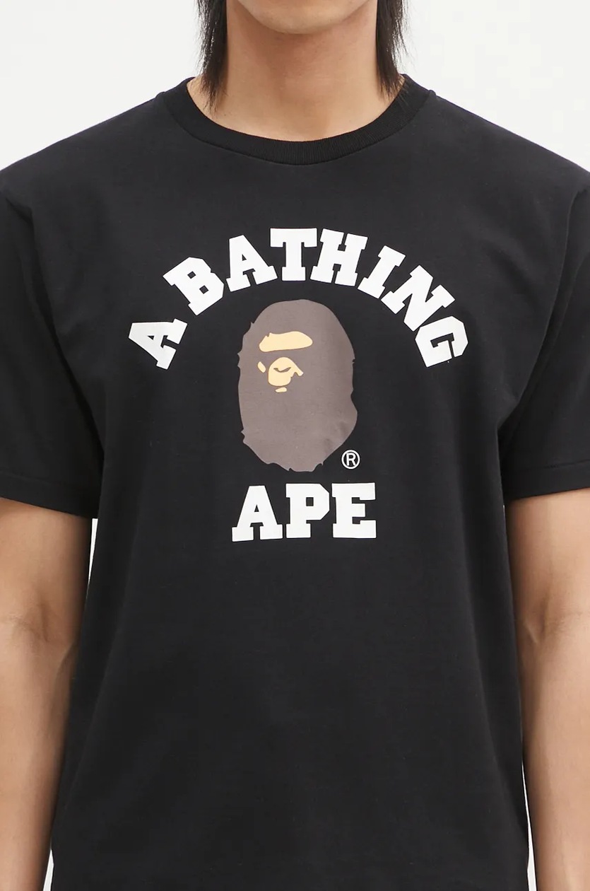 A Bathing Ape cotton t-shirt COLLEGE TEE men's black color with a