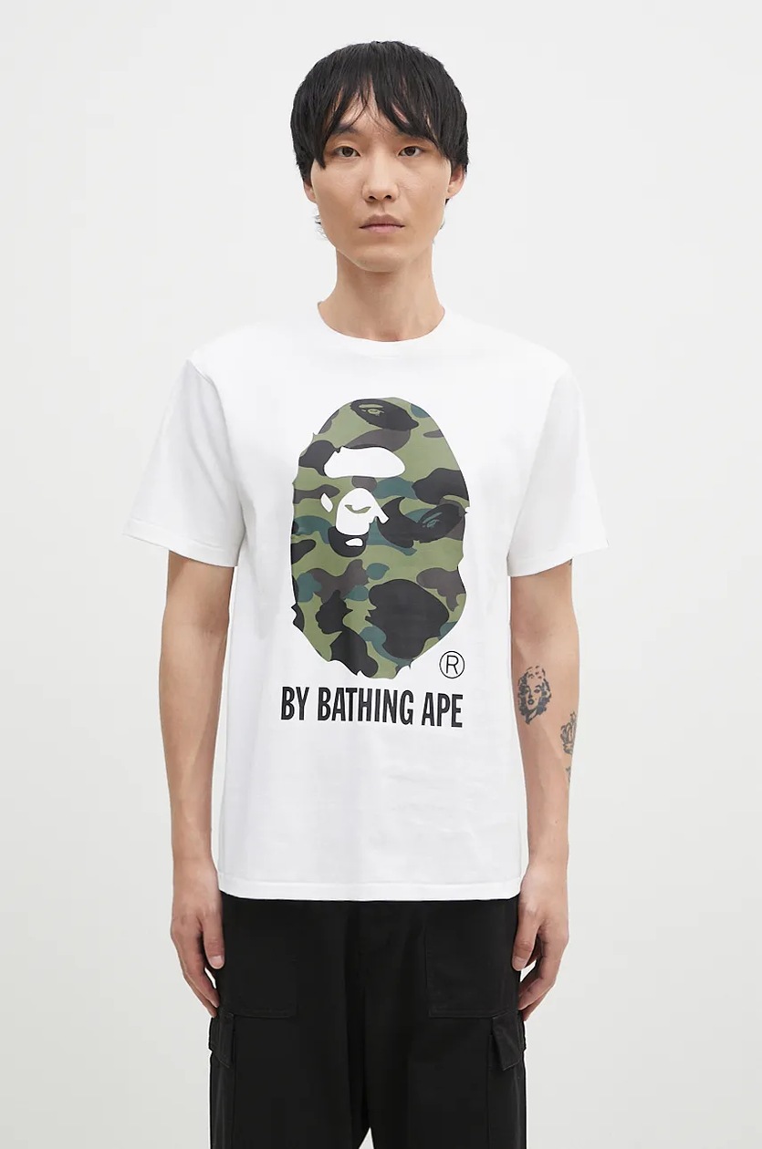 A Bathing Ape cotton t shirt 1ST CAMO BY BATHING APE TEE men s white color with a print 1K80110012