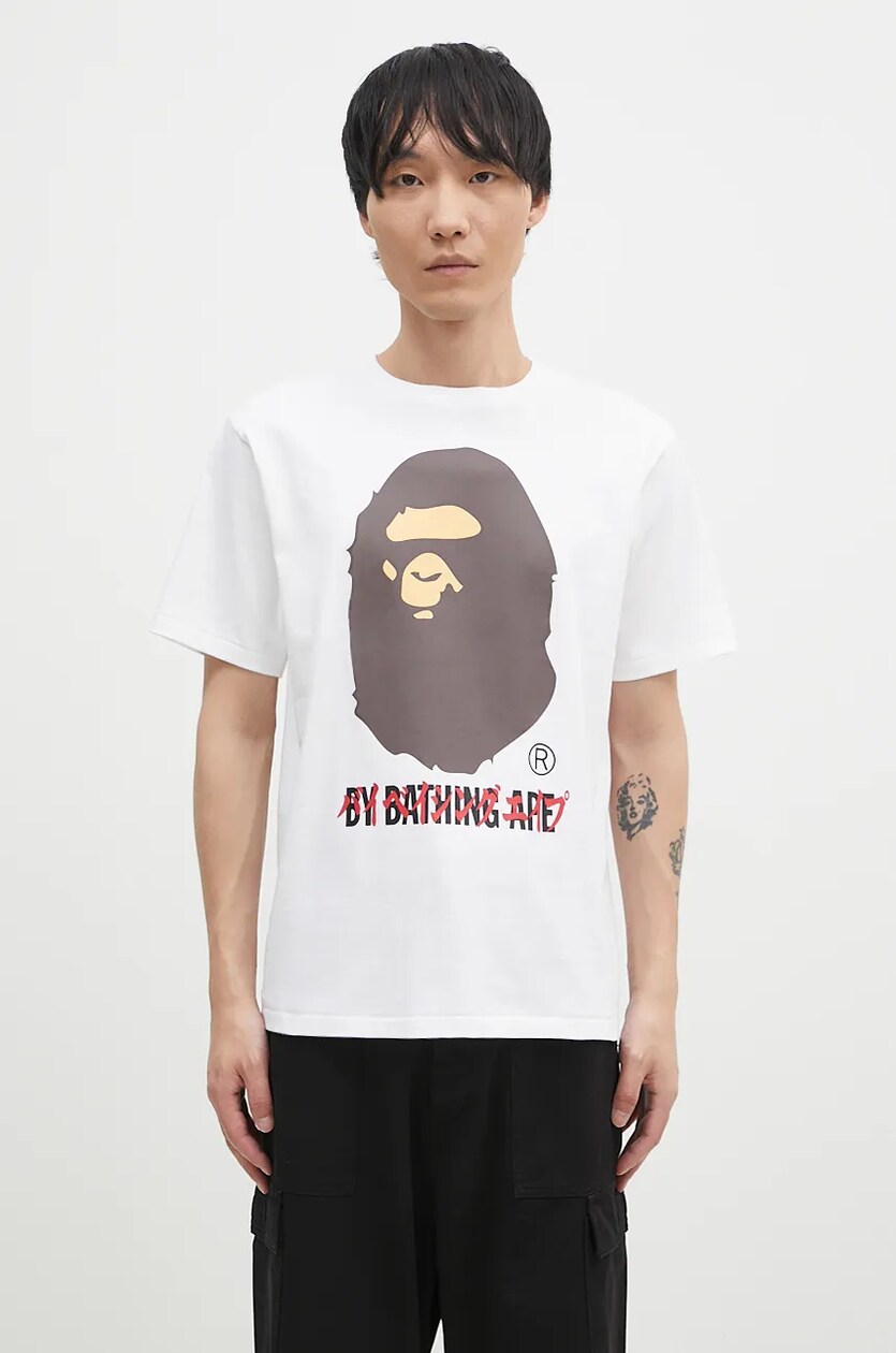 A Bathing Ape cotton t shirt KATAKANA BY BATHING APE TEE men s white color with a print 1K80110026