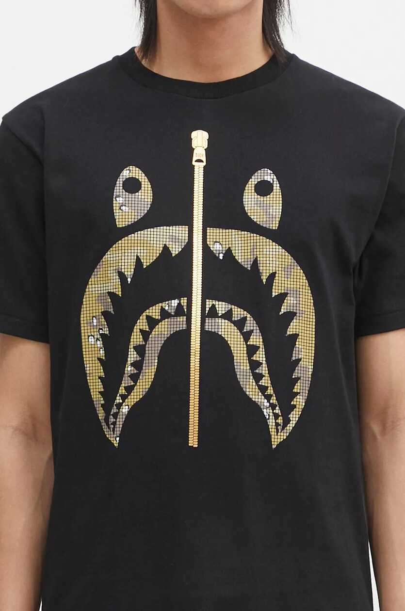 Bape gold shark tee 2025