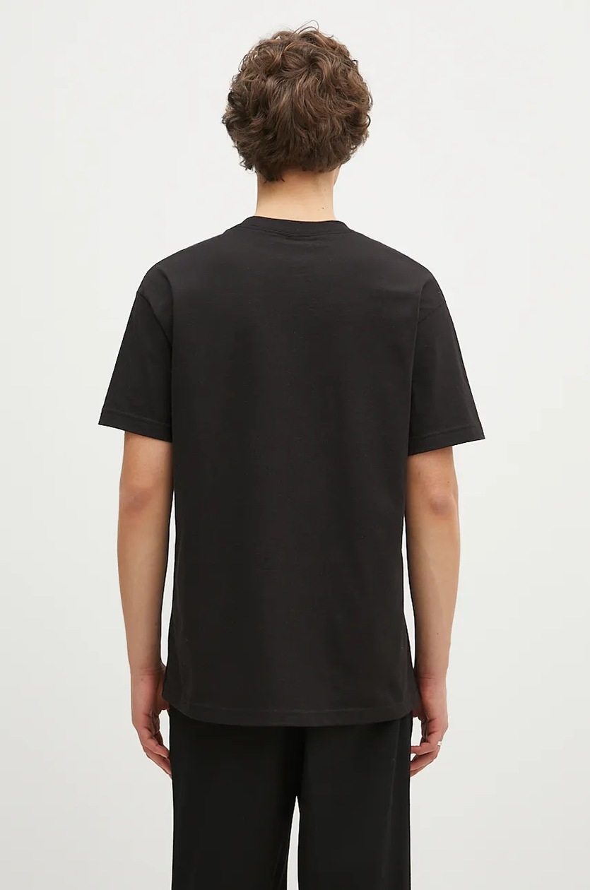 PLEASURES cotton t-shirt F Me men's black color with a print