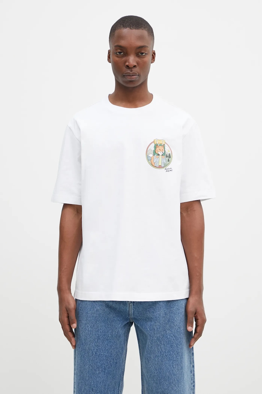 ☆関税込み【MAISON KITSUNE】Rambling Fox Logo-Print T-Shirt MAISON KITSUNÉ Rambling Fox Logo-Print Cotton-Jersey T-Shirt