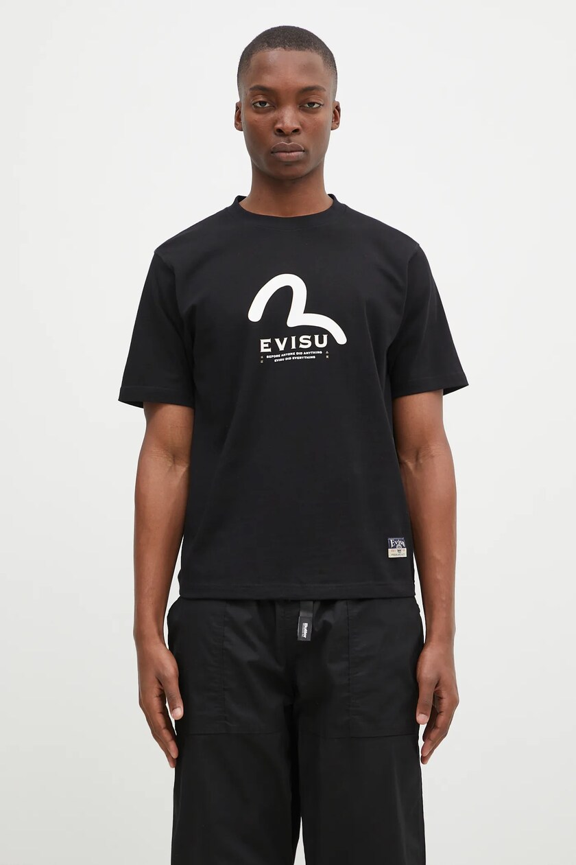 Evisu cotton t-shirt Evisu & Wave Print SS Sweatshirt men's