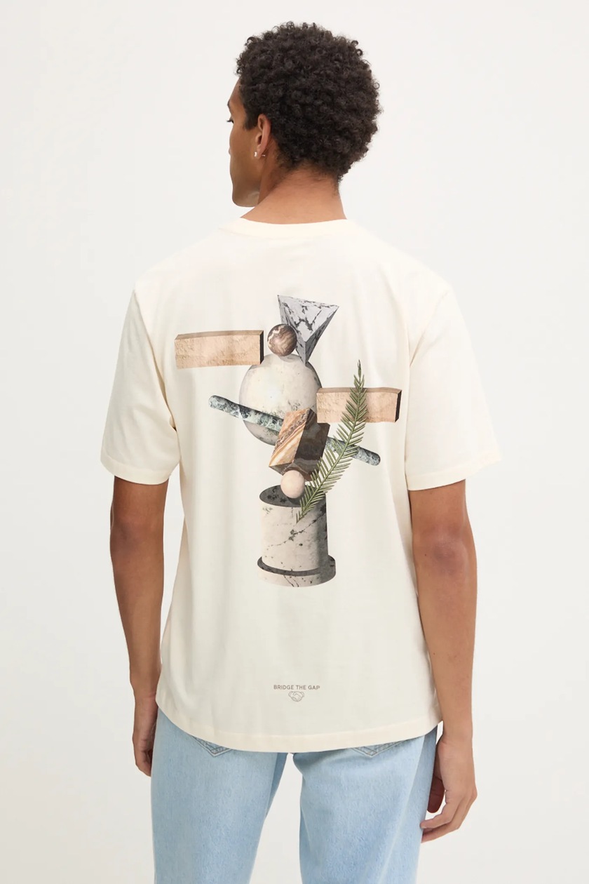 Filling Pieces cotton t-shirt beige color with a print