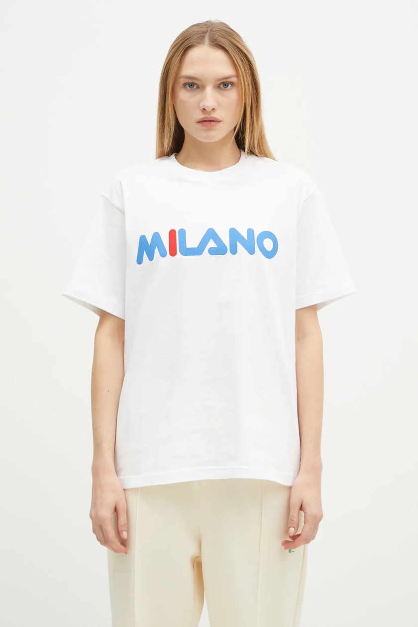 Heliot Emil t-shirt white color with a print M.09.125.BLK01 at PRM US