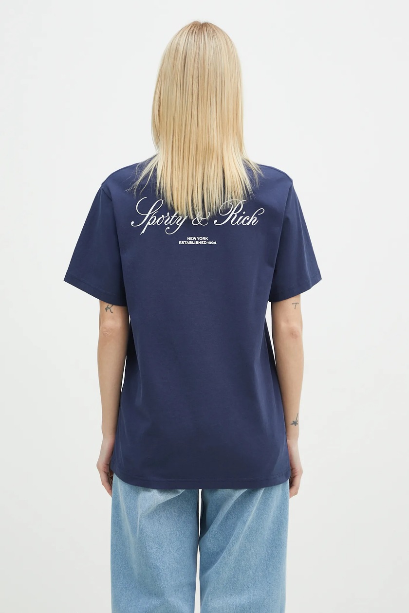 Tシャツ・カットソー Sporty & Rich Women's Vendome Crop T-shirt Blue TS832SK Sporty & Rich Vendome Cropped T-Shirt - Sky Blue/White