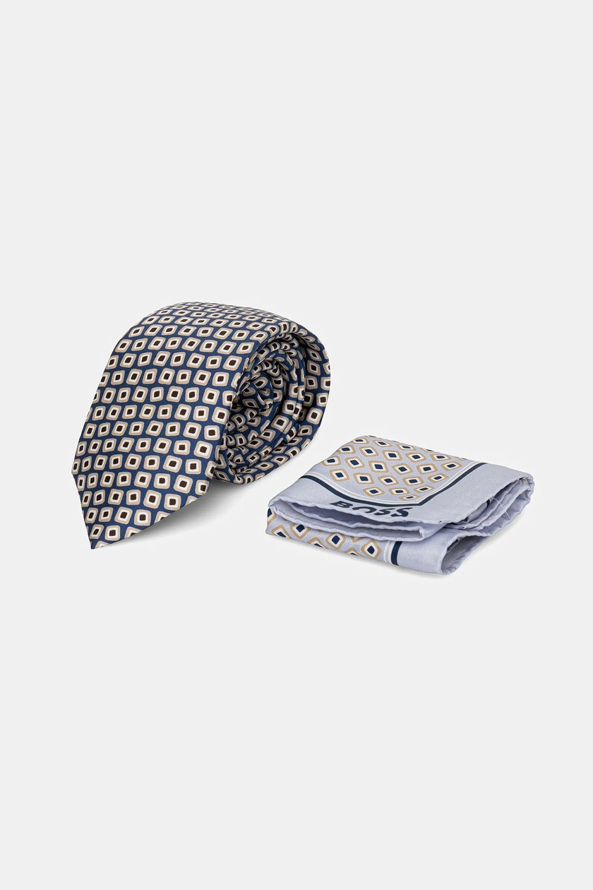 ASOS DESIGN - Cravatta e fazzoletto da taschino blu navy | ASOS