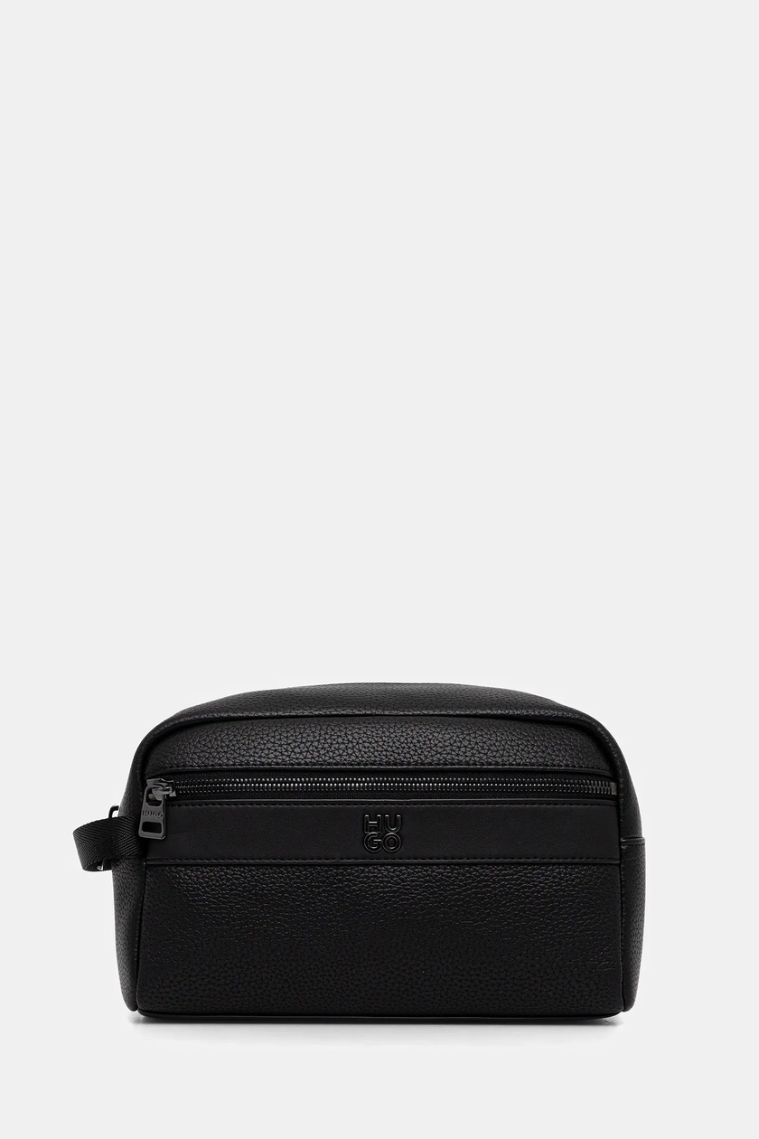 HUGO Quantic Washbag – Borsa Da Toilette In Nero, 23x15x11 Cm, In Poliuretano Riciclato
