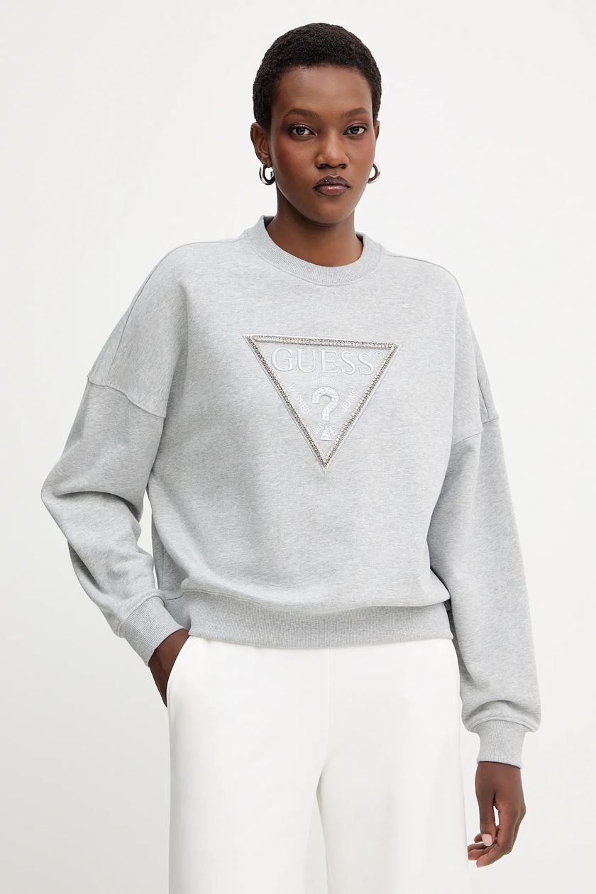 Sweat Guess Femme – Gris, Coton, Taille XS – Logo – Occasion Très Bon état