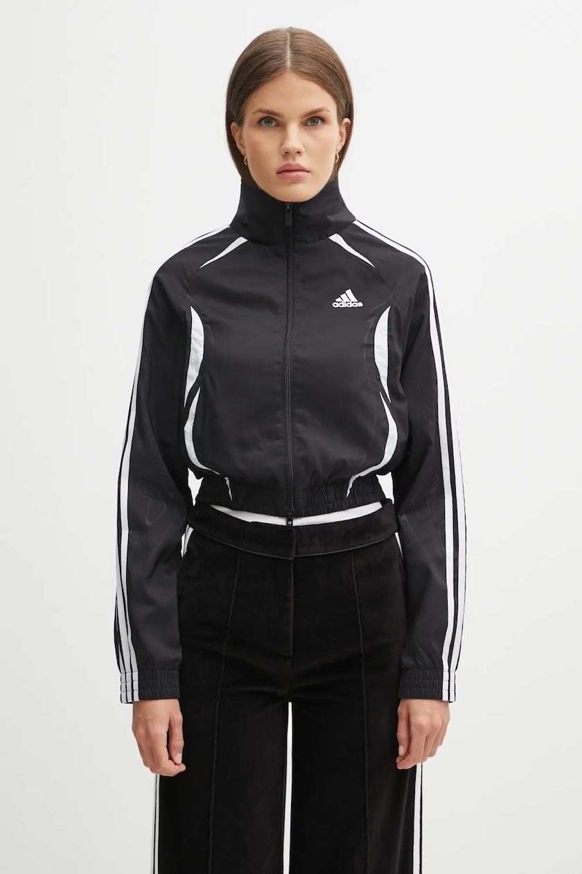 adidas Originals sweatshirt Slim Tracktop black color with an adidas Originals sweatshirt Slim Tracktop black color with an