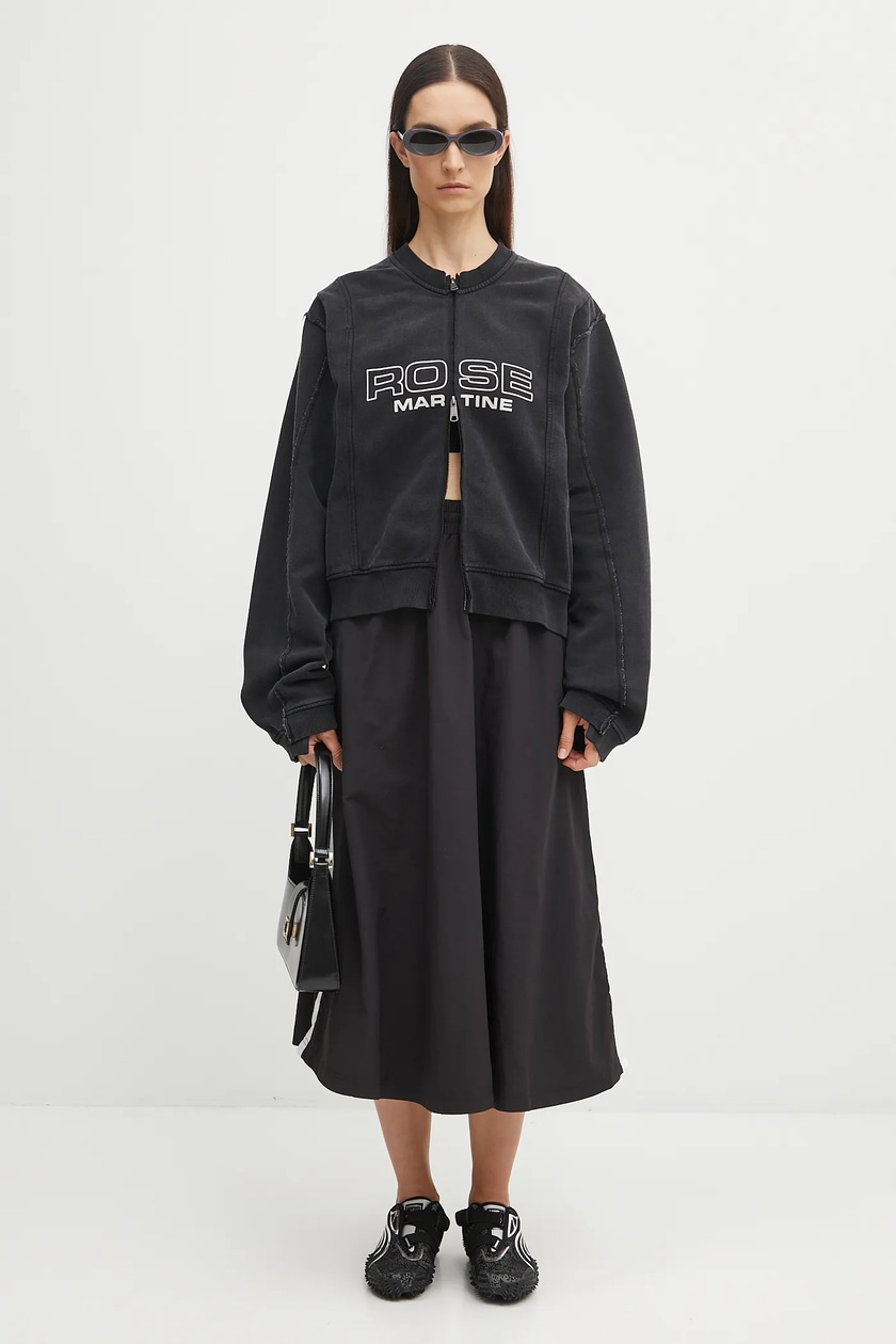 Martine Rose cotton sweatshirt Shrunken Zip Up Crew black