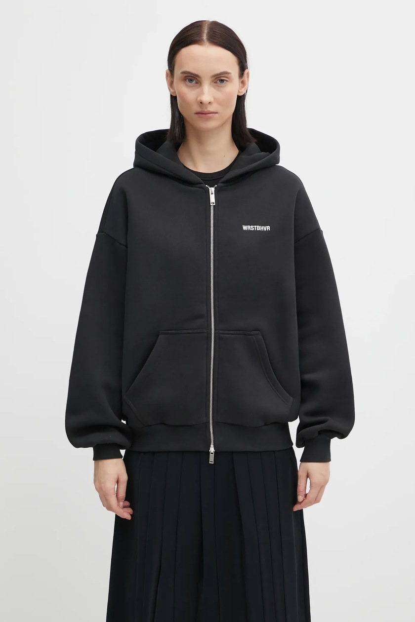 Martine Rose cotton sweatshirt Shrunken Zip Up Crew black