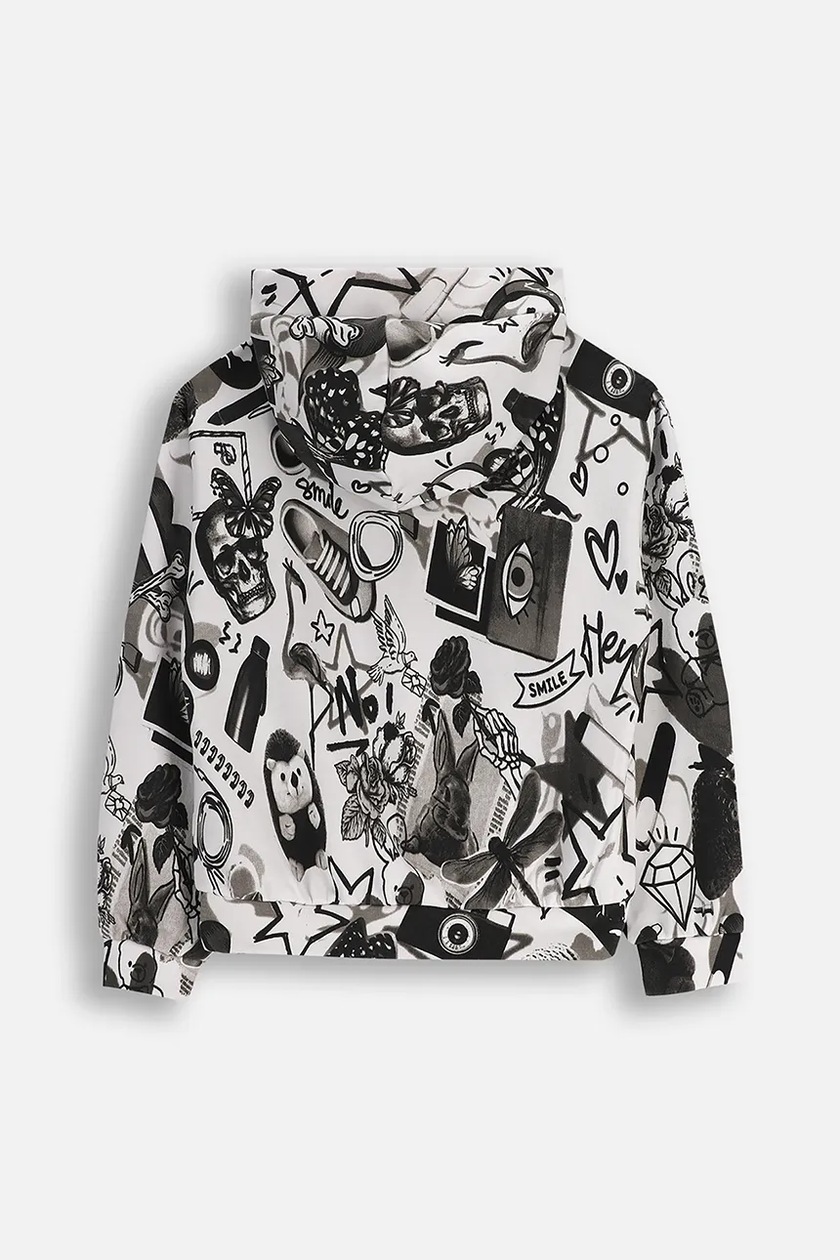 Детская кофта Coccodrillo с капюшоном узор CRAFT PUNK GIRL JUNIOR