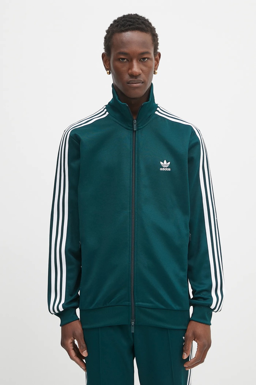 adidas Originals bluză Classic TT culoarea verde, cu imprimeu