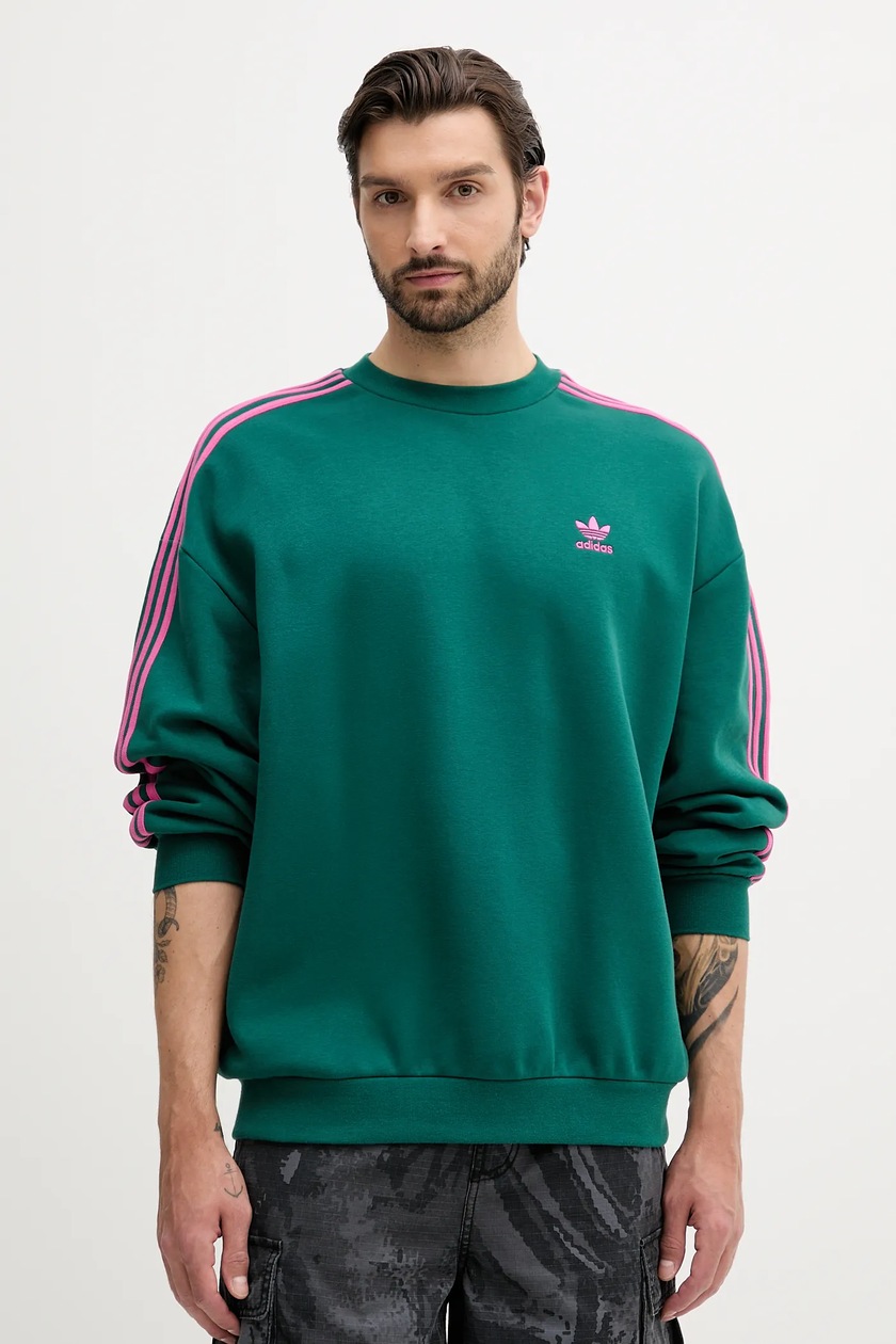 Кофта adidas Originals Oversize Crew цвет зелёный с аппликацией