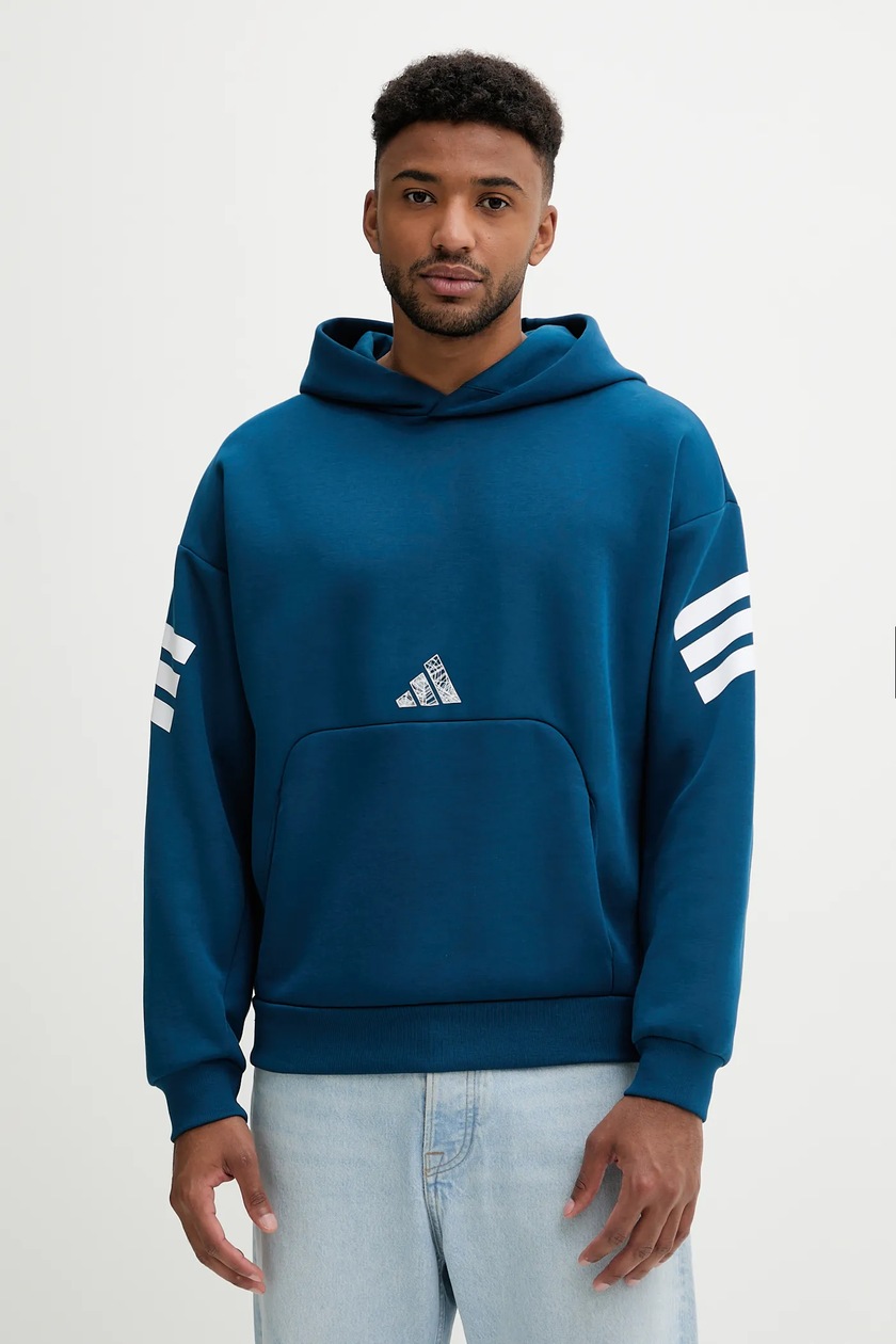 adidas bluză Z.N.E. bărbați, culoarea verde, cu glugă, cu imprimeu