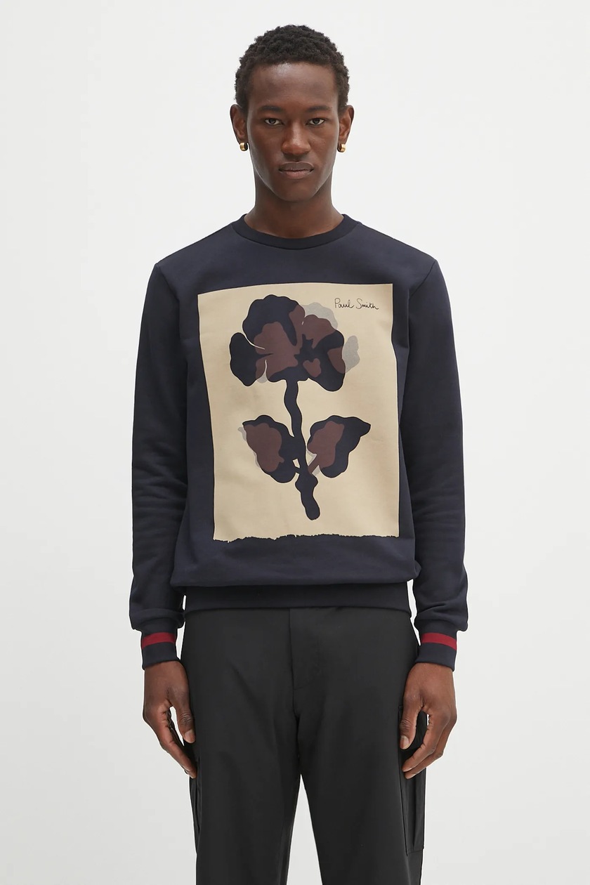 Paul Smith cotton sweatshirt navy blue color patterned M1R-302S