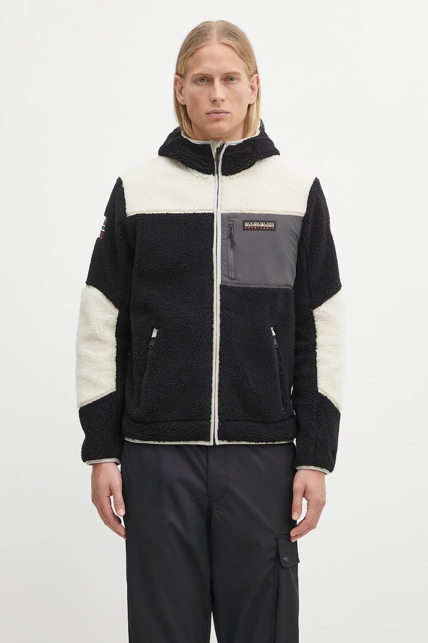 Napapijri fleece sweatshirt Yupik black color patterned