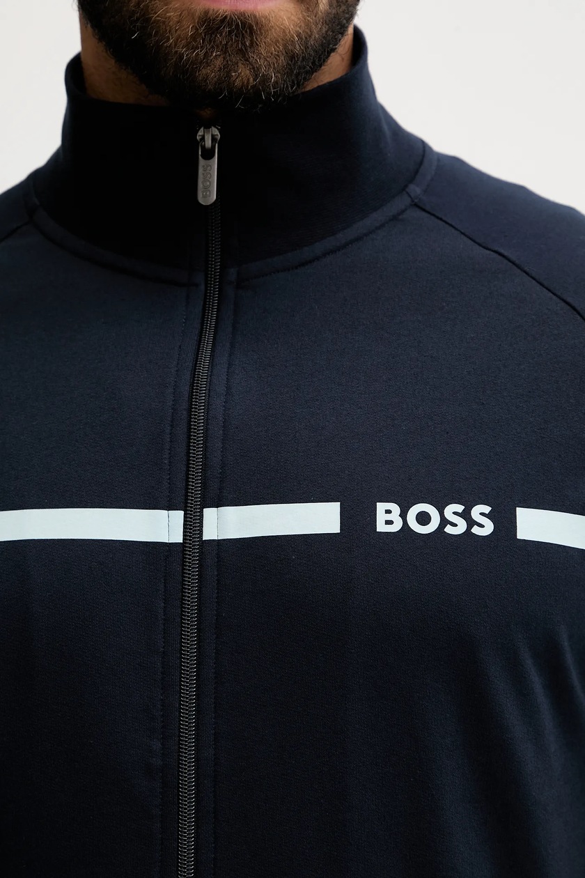 Хлопковая кофта BOSS Authentic Jacket Z цвет синий с принтом