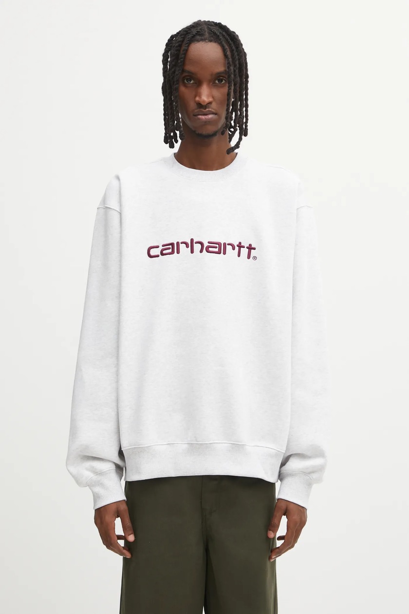 Carhartt WIP cotton sweatshirt men's gray color at PRM US